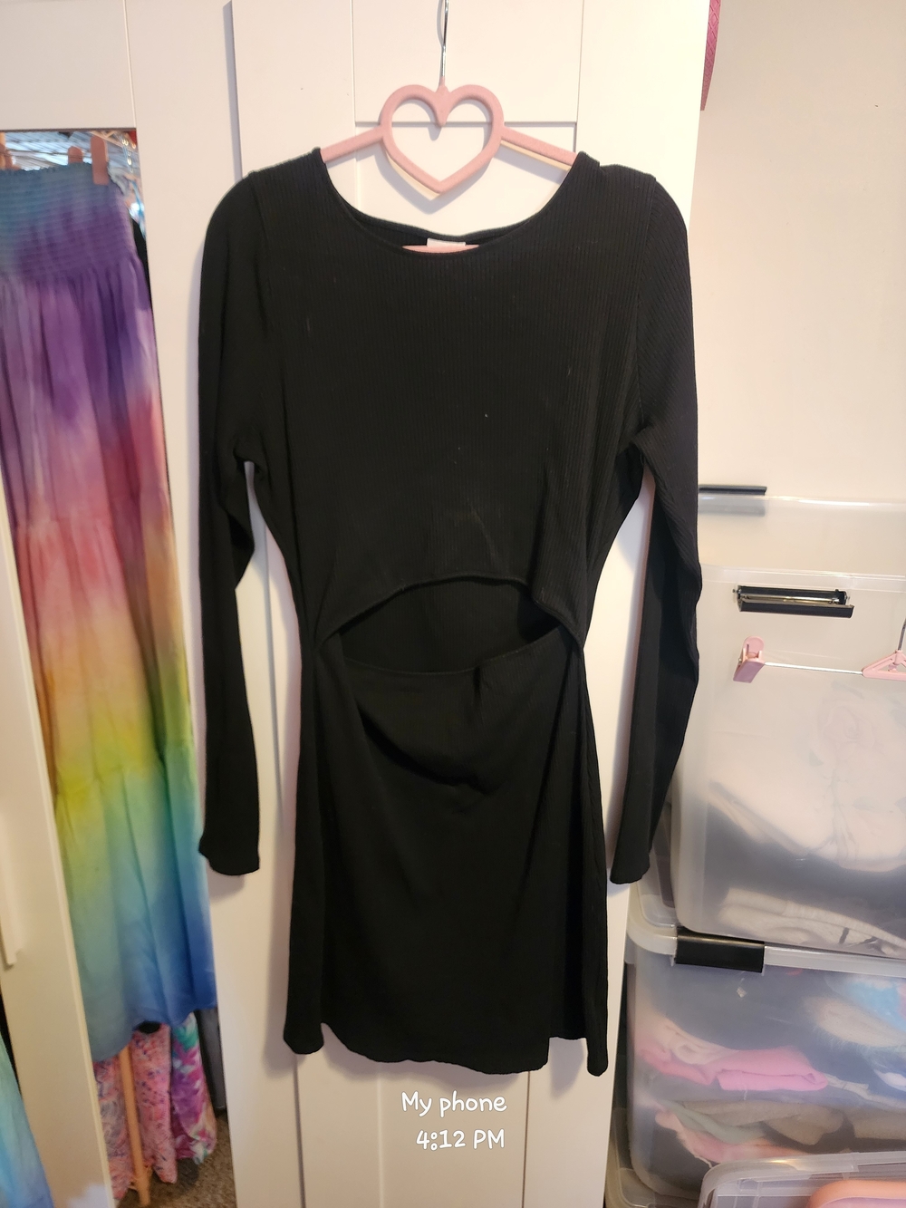 PINK Victoria's Secret Black Long-Sleeve Mini Dress with Cutout